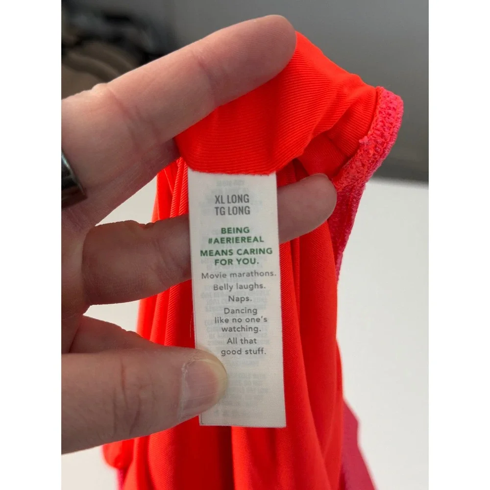 Aerie Pink Textured Cutout One Piece Swimsuit XL Long READ DESCRIPTION